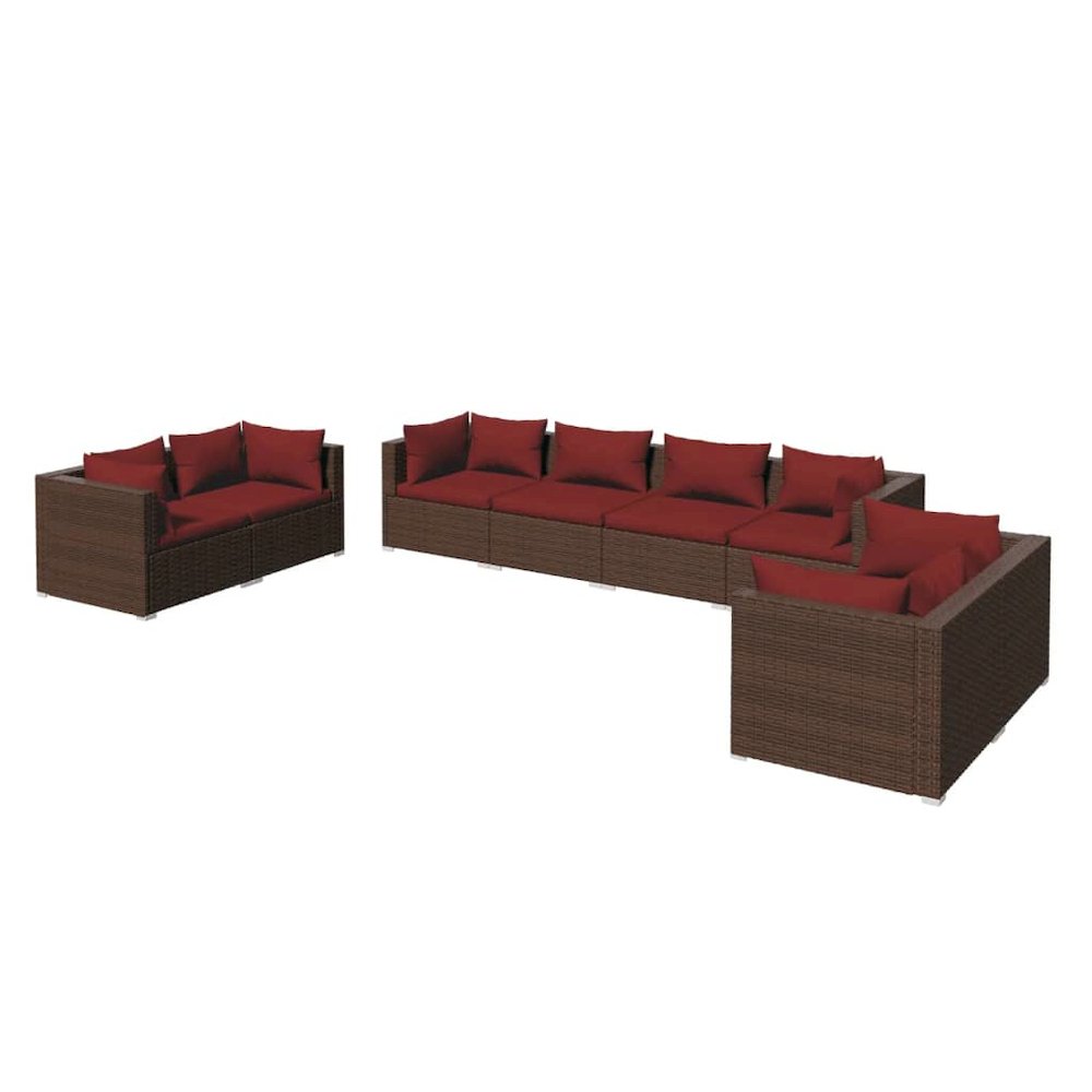 Garden Lounge Set Brown PE rattan, powder-coated steel, plastic. Picture 2