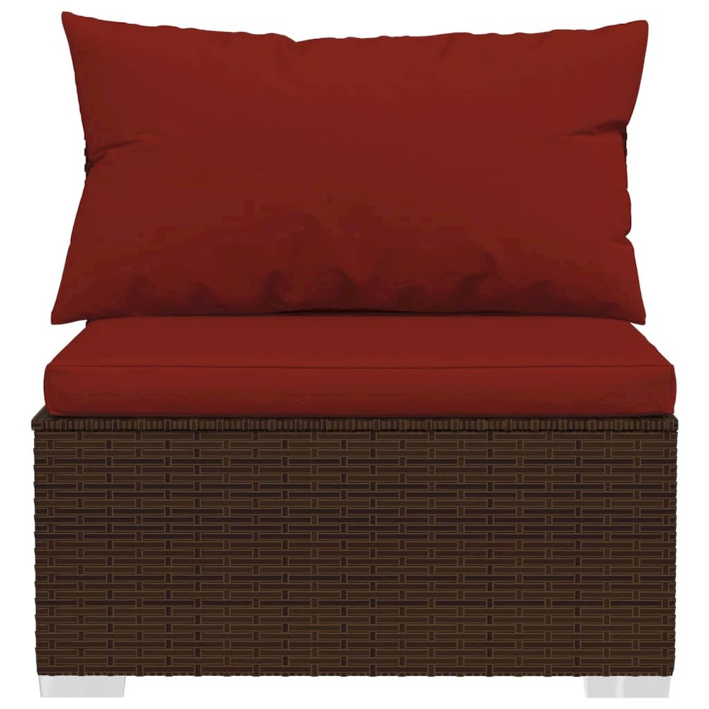 Garden Lounge Set Brown PE rattan, powder-coated steel, plastic. Picture 4