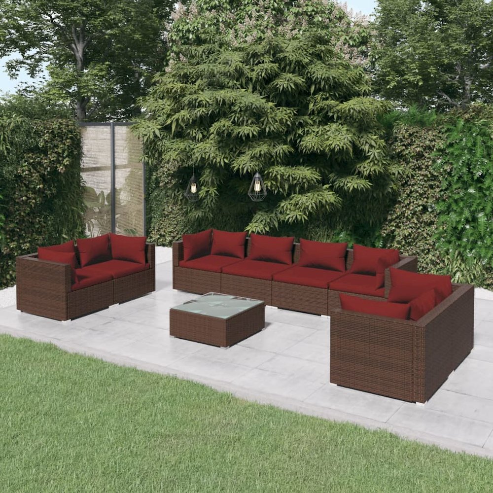 Garden Lounge Set Brown PE rattan Large Modular. Picture 1