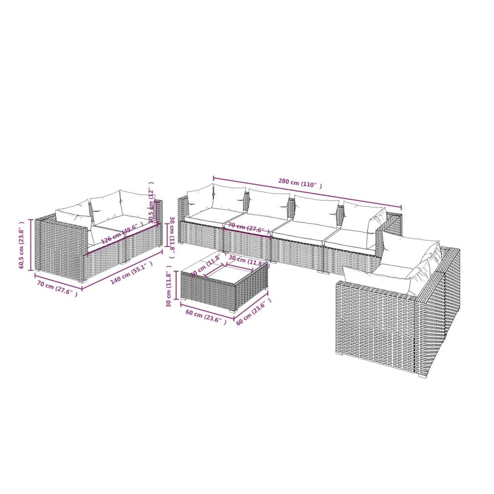 Garden Lounge Set Brown. Picture 9