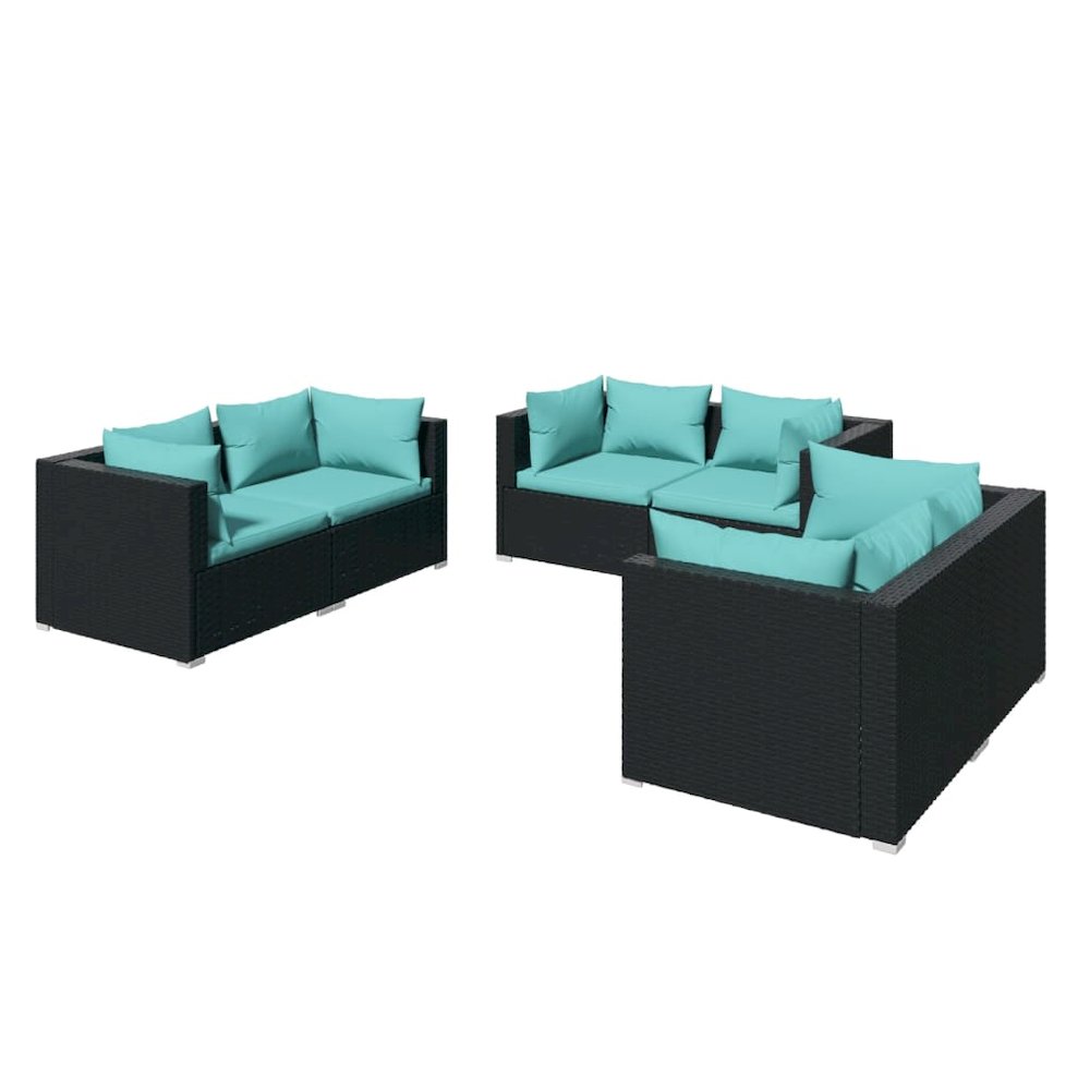 Garden Lounge Set Black PE rattan Large Modular. Picture 2