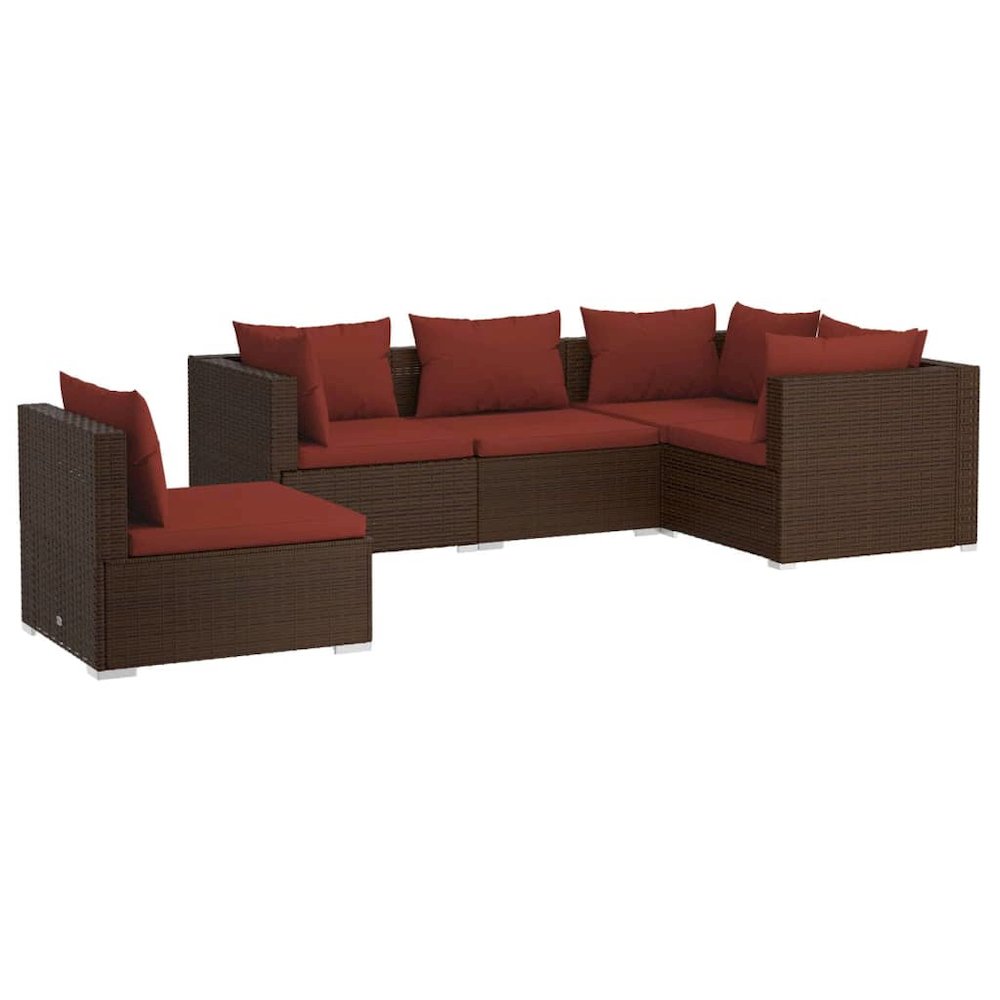 Garden Lounge Set Brown PE Rattan, Powder-Coated Steel, Plastic. Picture 2