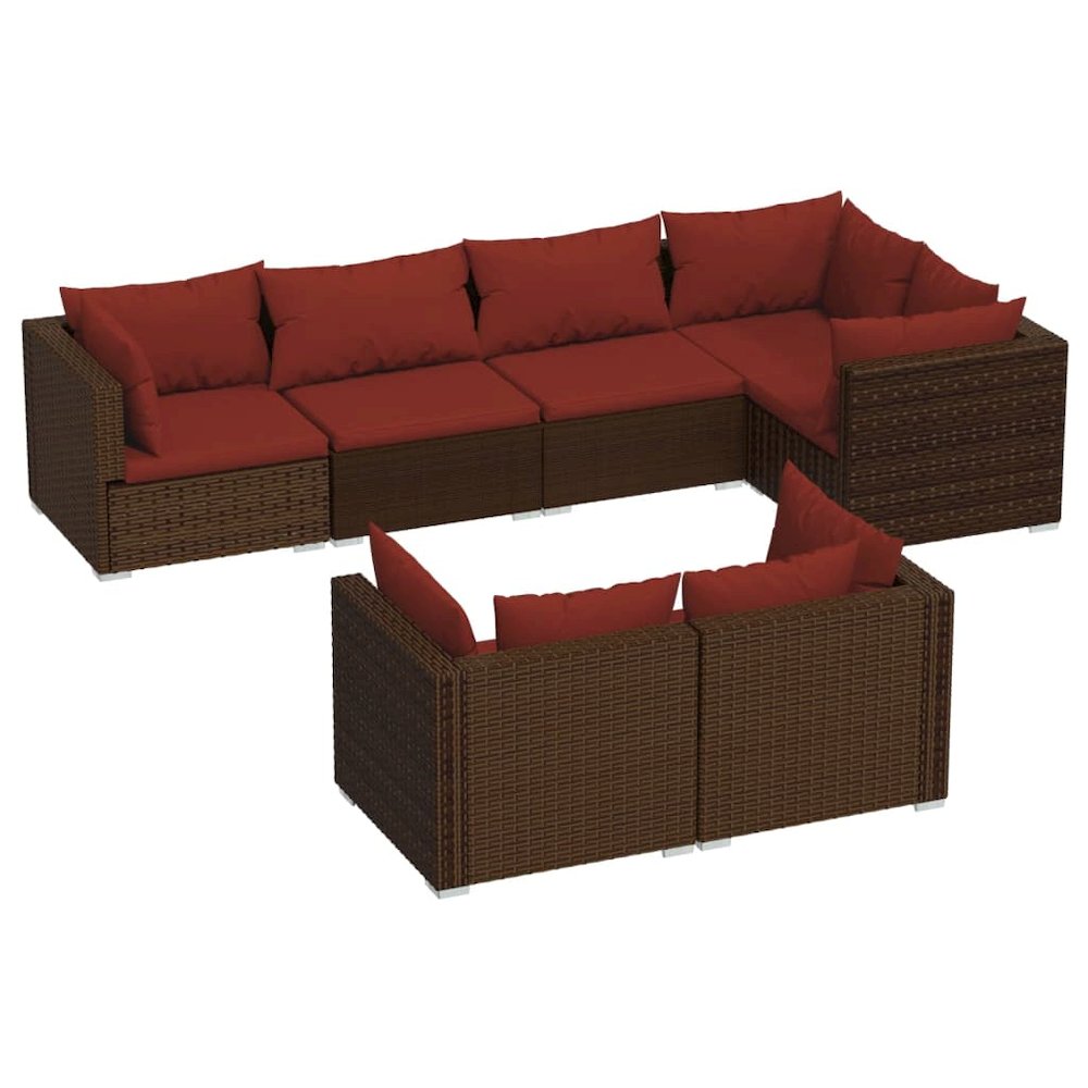 Garden Lounge Set Brown PE rattan, powder-coated steel, plastic. Picture 2
