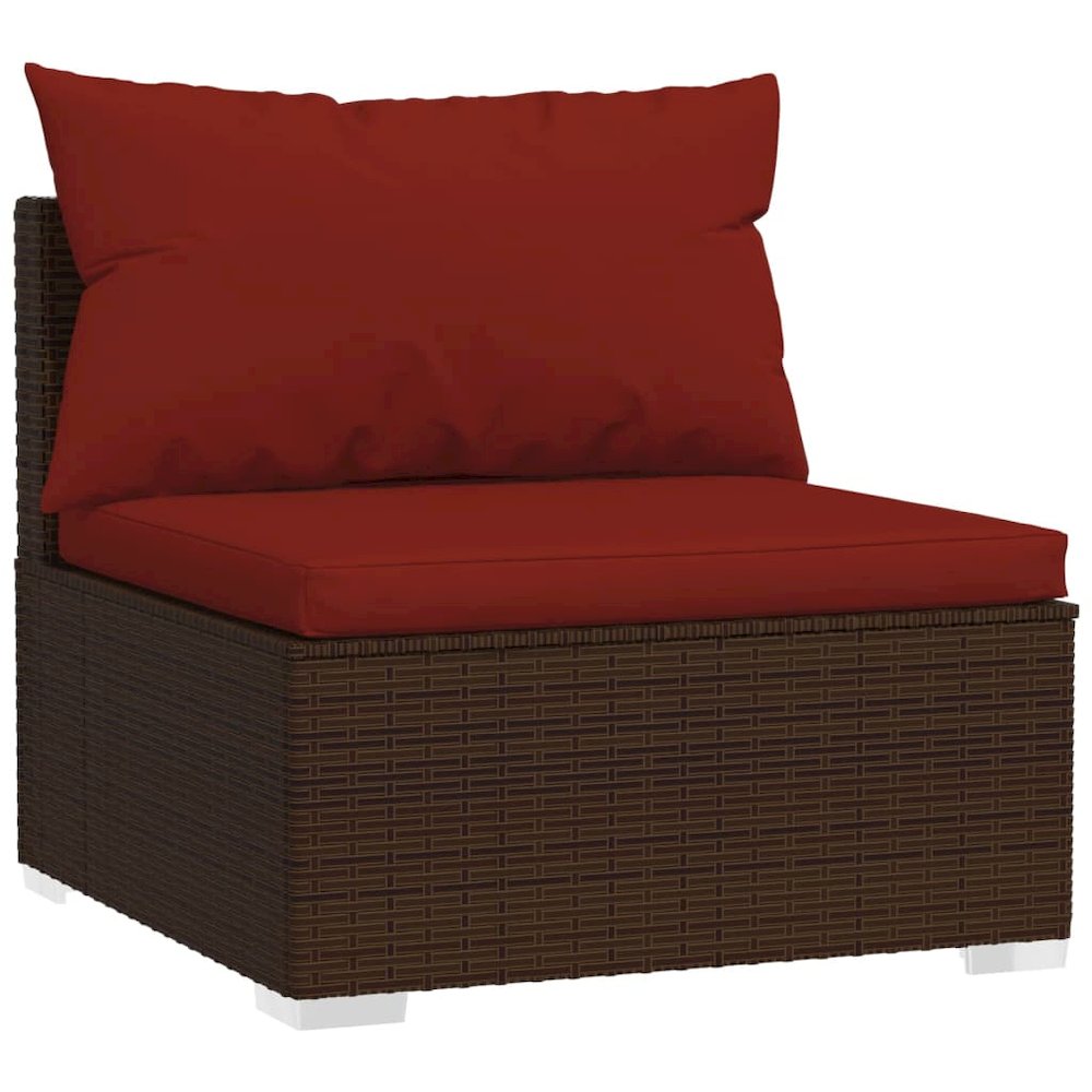 Garden Lounge Set Brown PE rattan, powder-coated steel, plastic. Picture 4