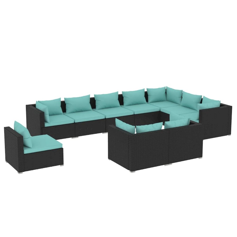 Garden Lounge Set Black and Water Blue. Picture 2