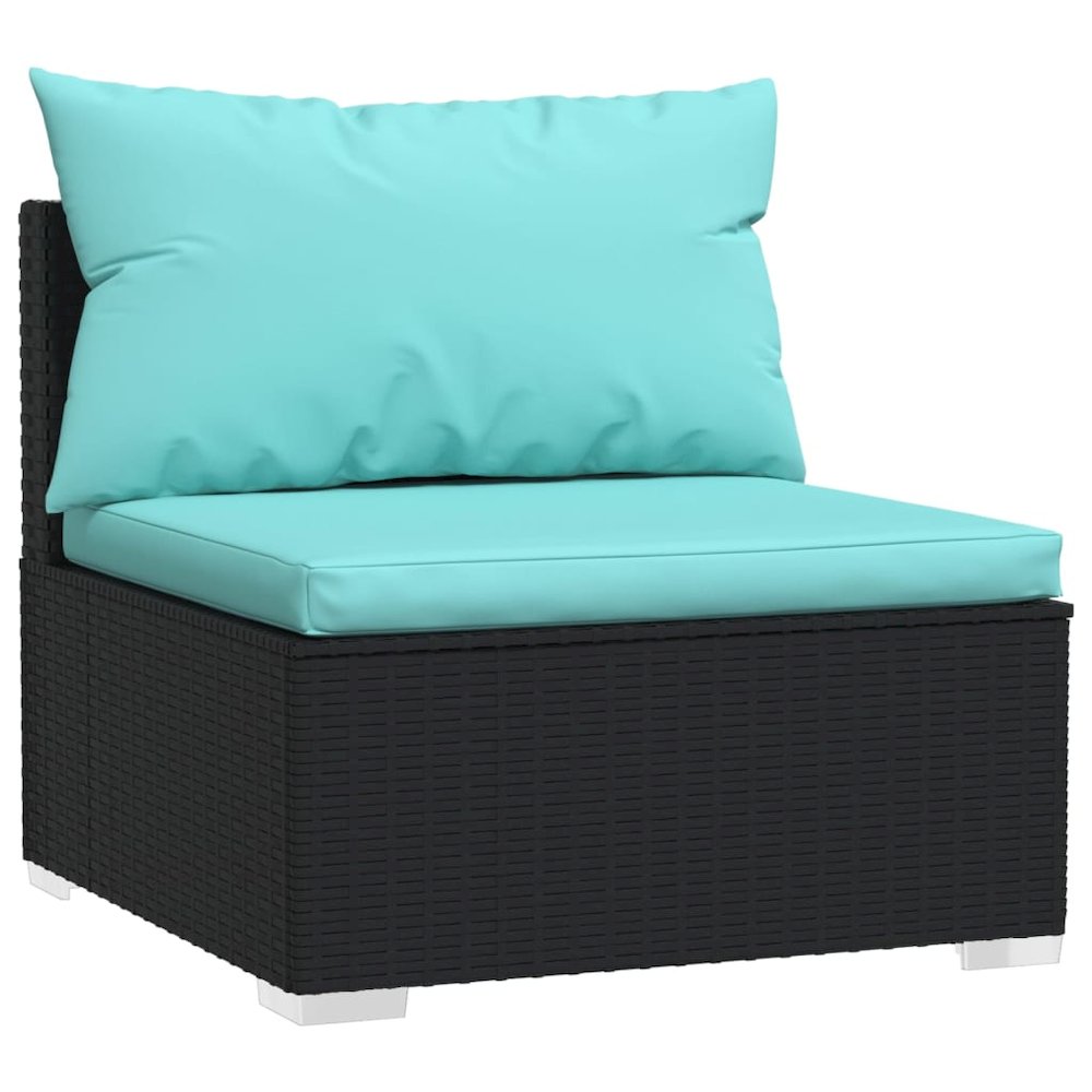 Garden Lounge Set Black and Water Blue. Picture 4