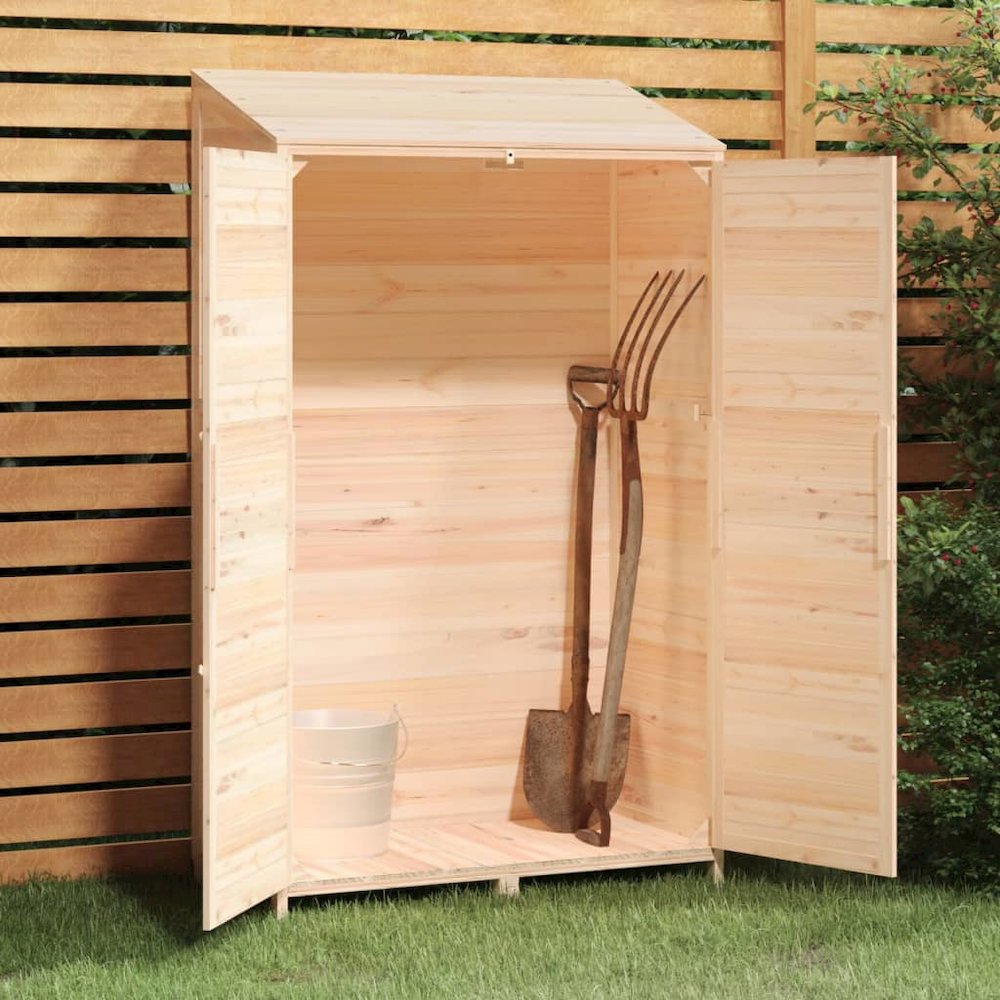 Garden Shed Natural Fir Wood Solid Fir Wood 40.2x20.5x68.7 in. Picture 3