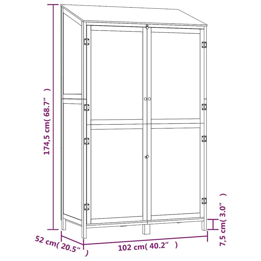 Garden Shed Natural Fir Wood Solid Fir Wood 40.2x20.5x68.7 in. Picture 8
