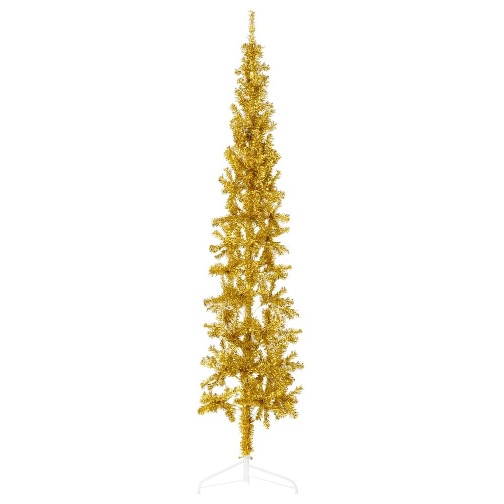 Slim Artificial Half Christmas Tree Gold PVC Skinny. Picture 1