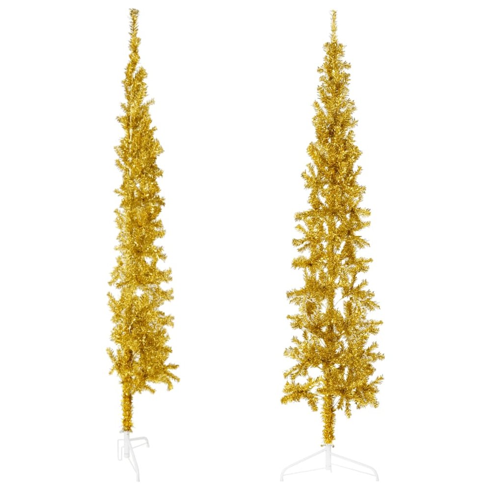 Slim Artificial Half Christmas Tree Gold PVC Skinny. Picture 2