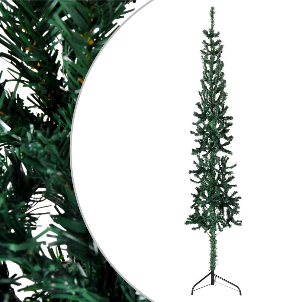 Artificial Half Christmas Tree Green PVC Slim Decorative Inlays. Picture 1