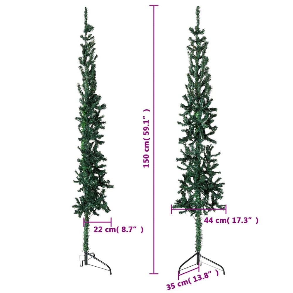 Artificial Half Christmas Tree Green PVC Slim Decorative Inlays. Picture 8