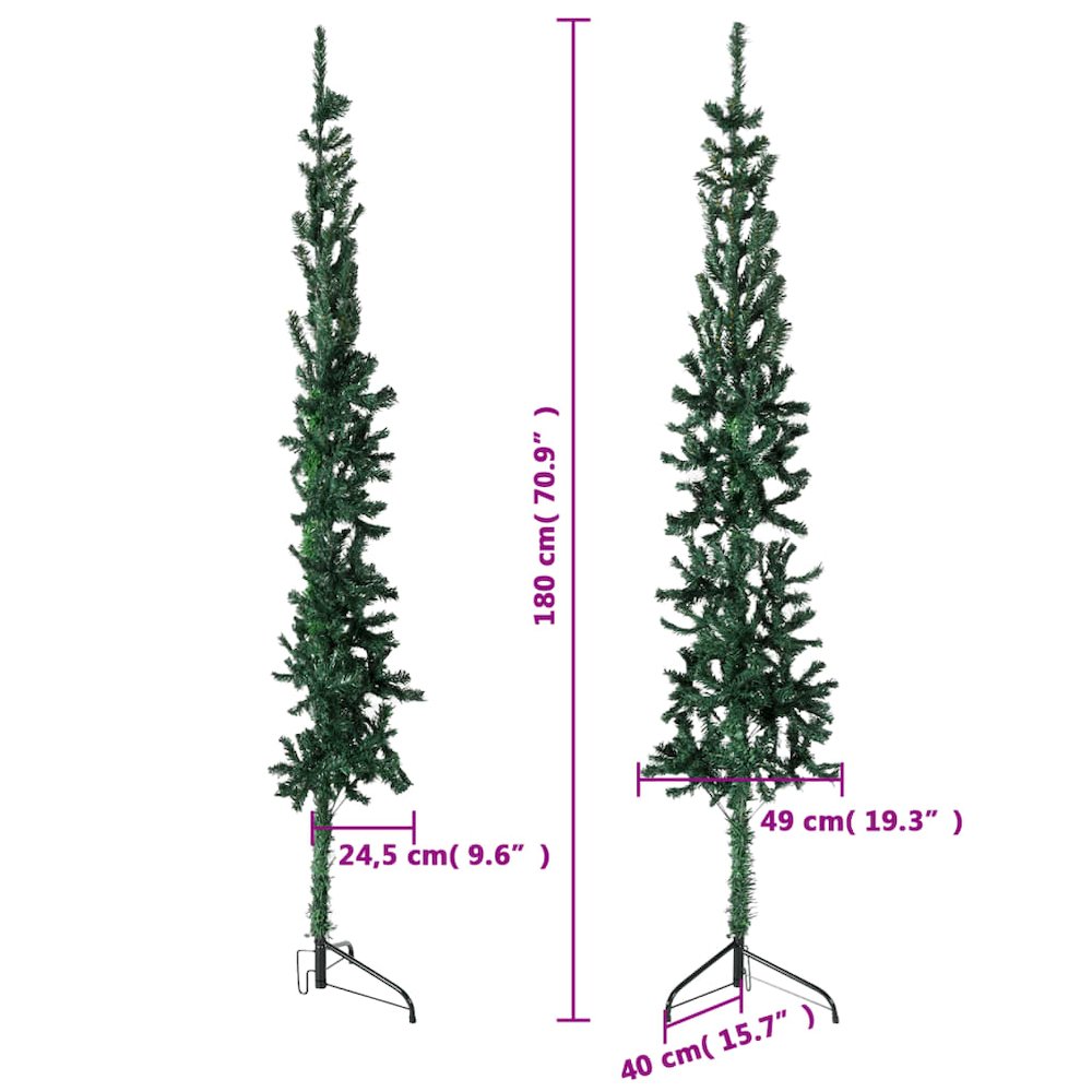 Artificial Half Christmas Tree Green PVC 70.9 in. Picture 8