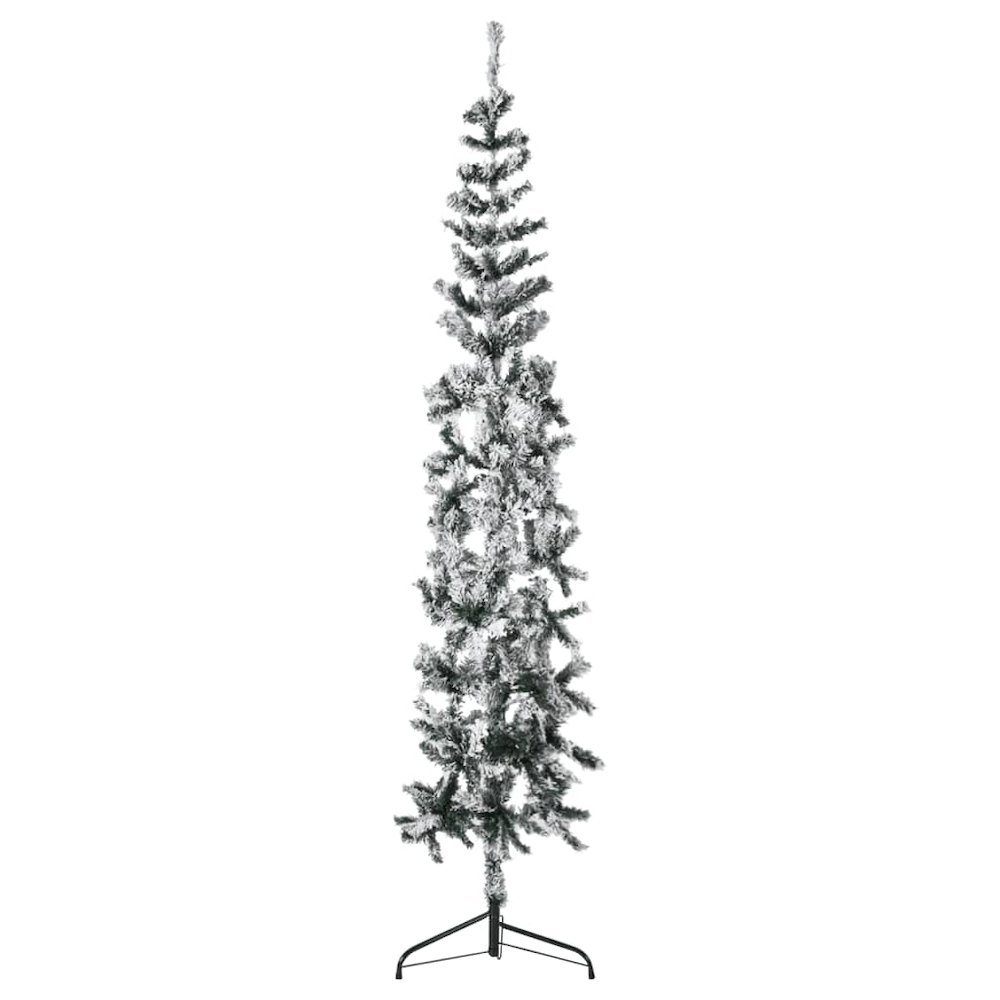 Artificial Half Christmas Tree Green and white PVC, steel. Picture 1