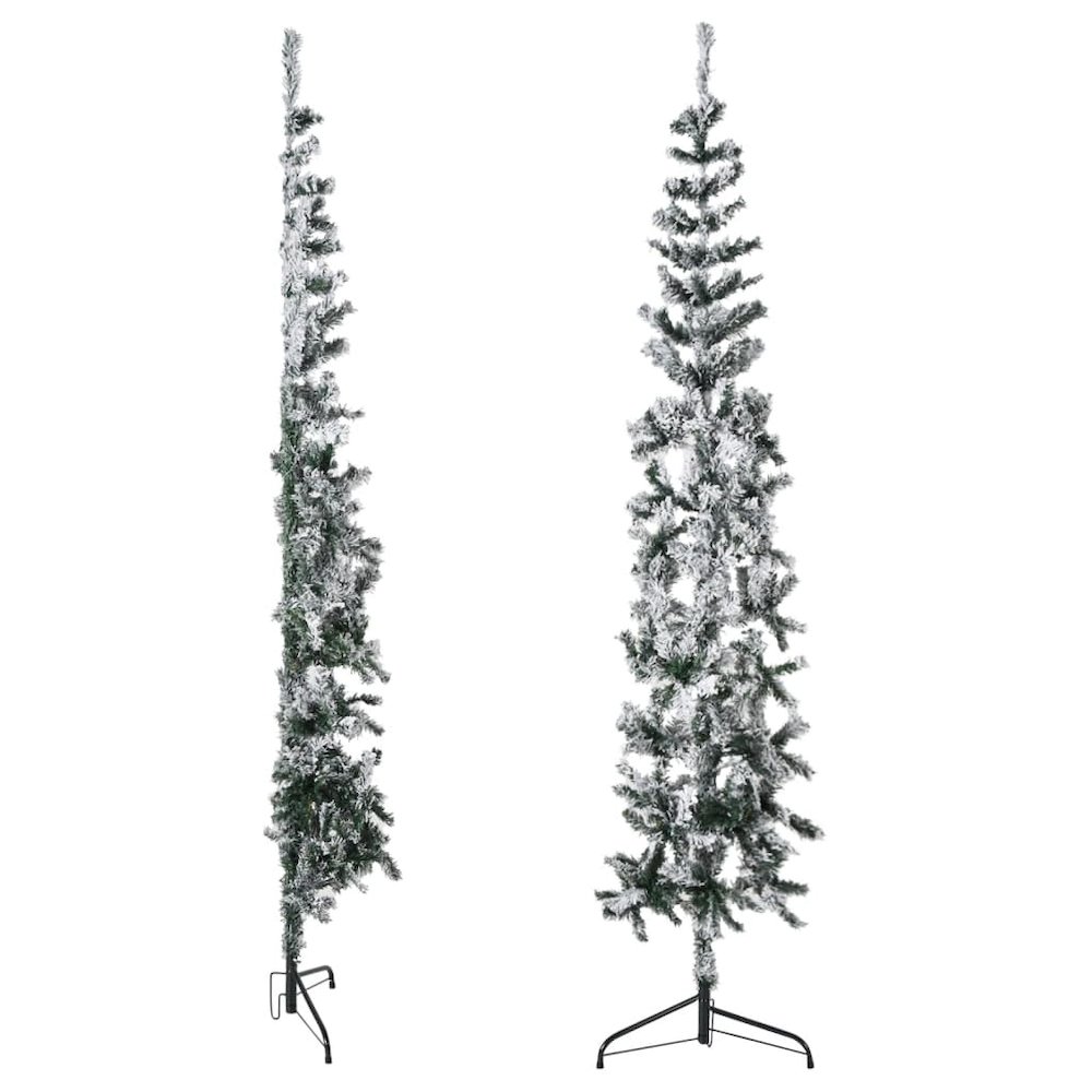 Artificial Half Christmas Tree Green and white PVC, steel. Picture 3