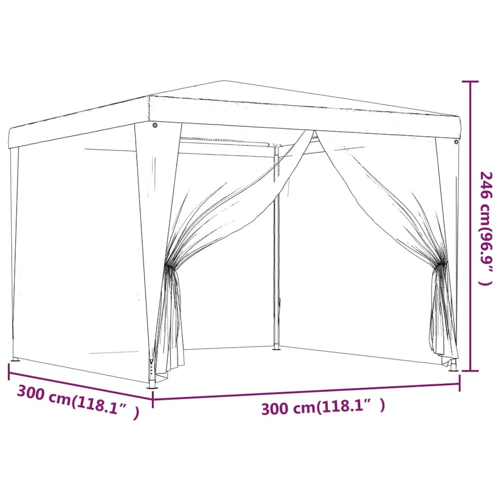 Party Tent with 4 Mesh Sidewalls Green 9.8'x9.8' HDPE. Picture 7