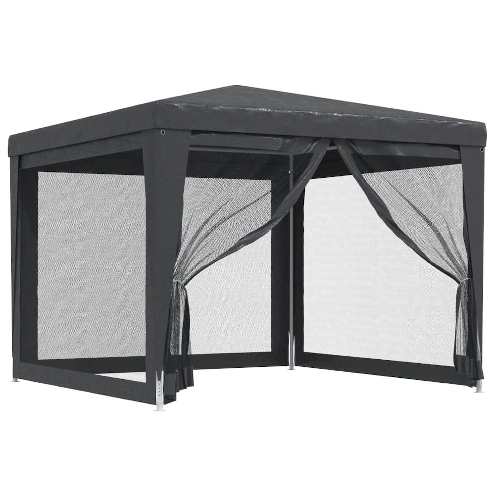 Party Tent with 4 Mesh Sidewalls Anthracite 9.8'x9.8' HDPE. Picture 2