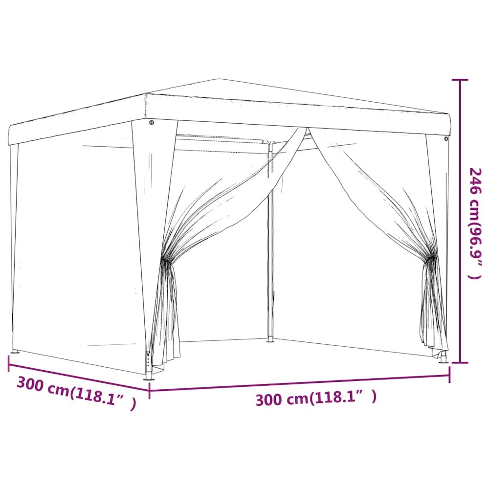 Party Tent with 4 Mesh Sidewalls Anthracite 9.8'x9.8' HDPE. Picture 7