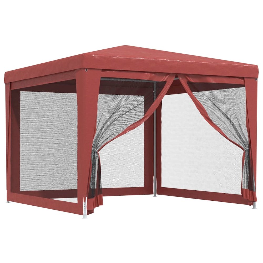 Party Tent with 4 Mesh Sidewalls Red 9.8'x9.8' HDPE. Picture 2