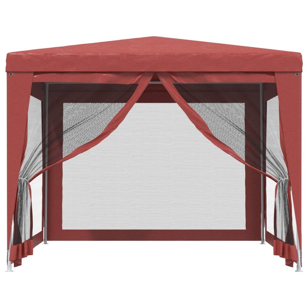 Party Tent with 4 Mesh Sidewalls Red 9.8'x9.8' HDPE. Picture 3