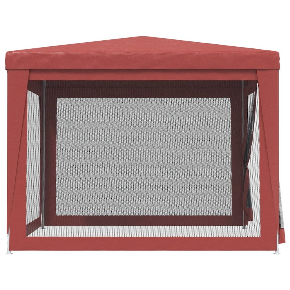 Party Tent with 4 Mesh Sidewalls Red 9.8'x9.8' HDPE. Picture 4