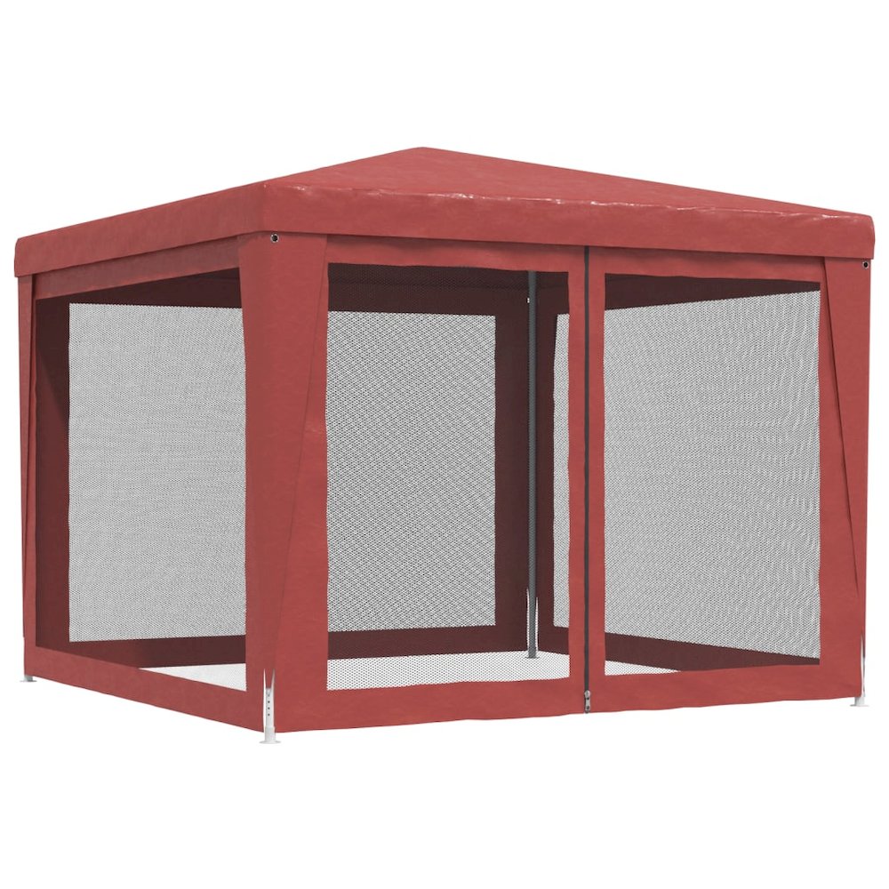 Party Tent with 4 Mesh Sidewalls Red 9.8'x9.8' HDPE. Picture 5