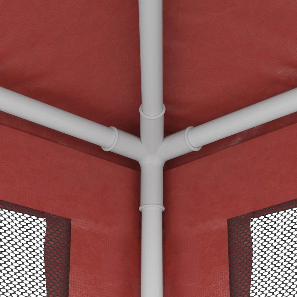 Party Tent with 4 Mesh Sidewalls Red 9.8'x9.8' HDPE. Picture 6
