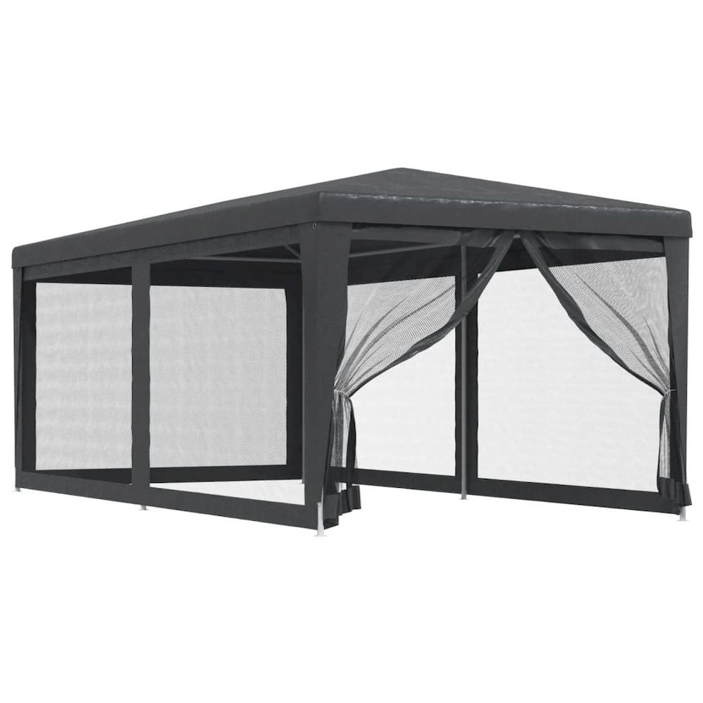 Party Tent with 6 Mesh Sidewalls Anthracite 9.8'x19.7' HDPE. Picture 2