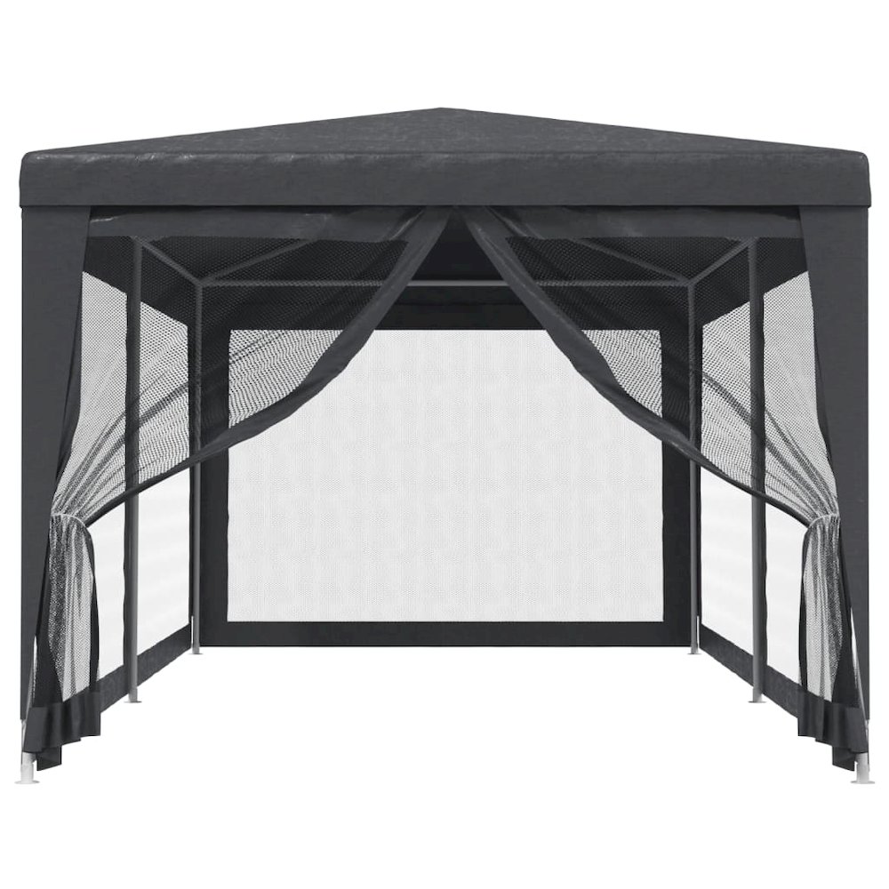 Party Tent with 6 Mesh Sidewalls Anthracite 9.8'x19.7' HDPE. Picture 3