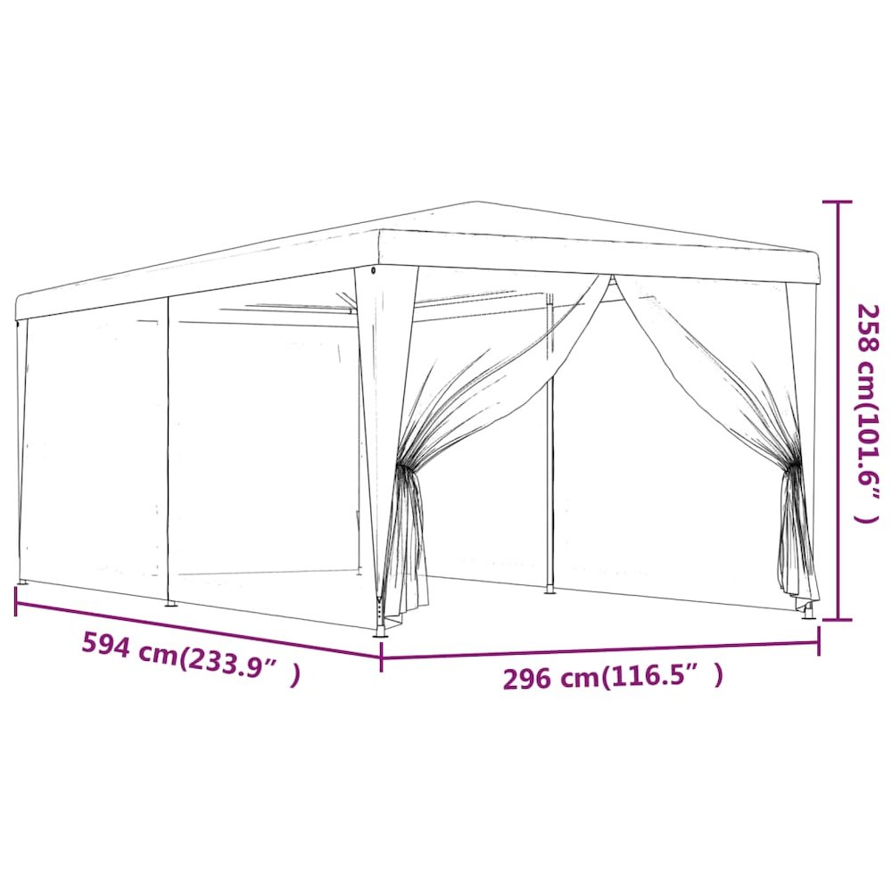 Party Tent with 6 Mesh Sidewalls Anthracite 9.8'x19.7' HDPE. Picture 7