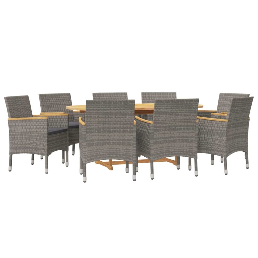 Patio Dining Set Set of 8 Grey Solid Acacia Wood 9 Piece. Picture 3