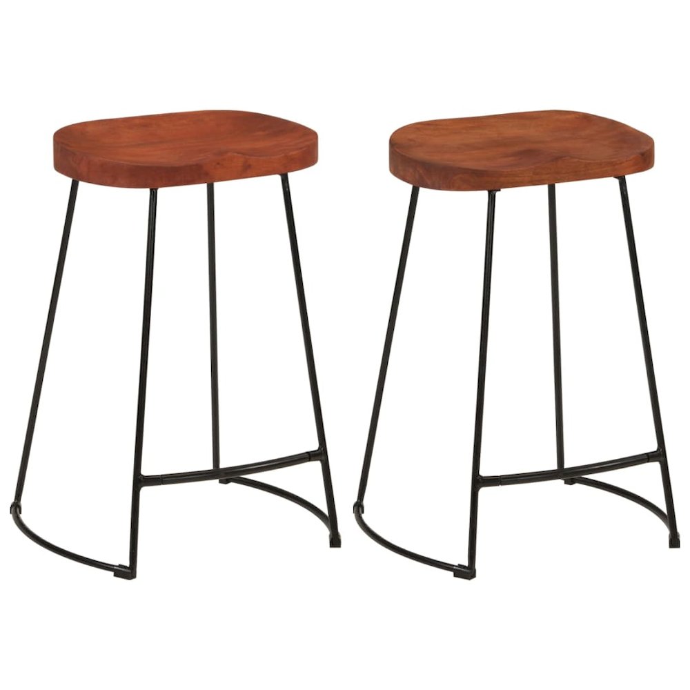 Bar Stool Set of 2 Natural Mango Wood Solid Mango Wood Standard. Picture 2