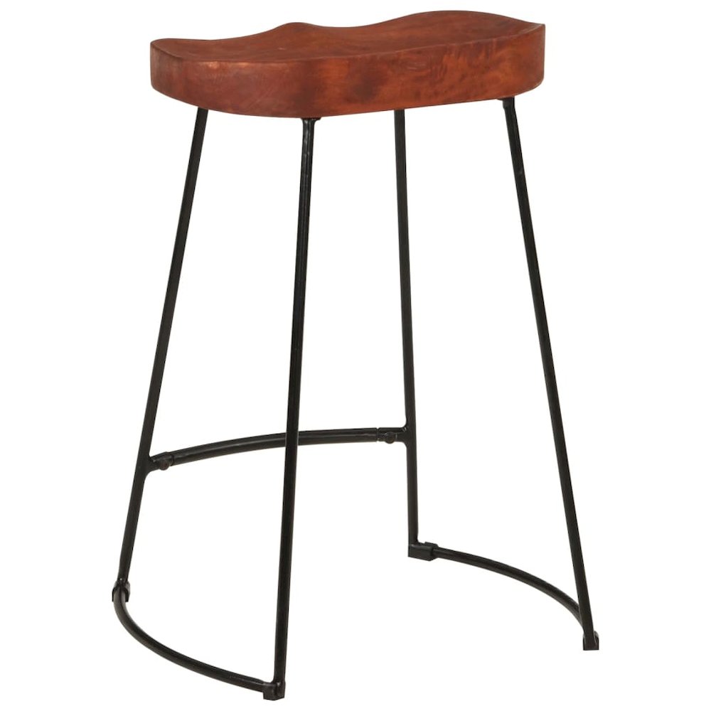 Bar Stool Set of 2 Natural Mango Wood Solid Mango Wood Standard. Picture 6