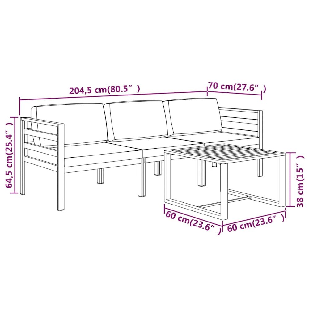 Garden Lounge Set Anthracite. Picture 9