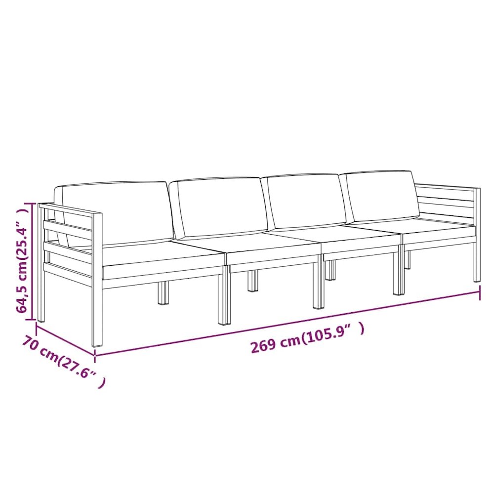 Garden Lounge Set Anthracite Aluminum, Polyester Large Modular. Picture 7