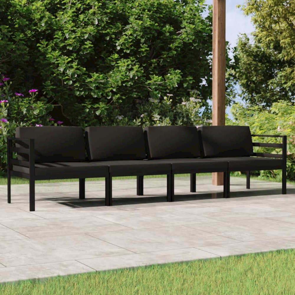 Garden Lounge Set Anthracite Aluminum, Polyester Large Modular. Picture 1
