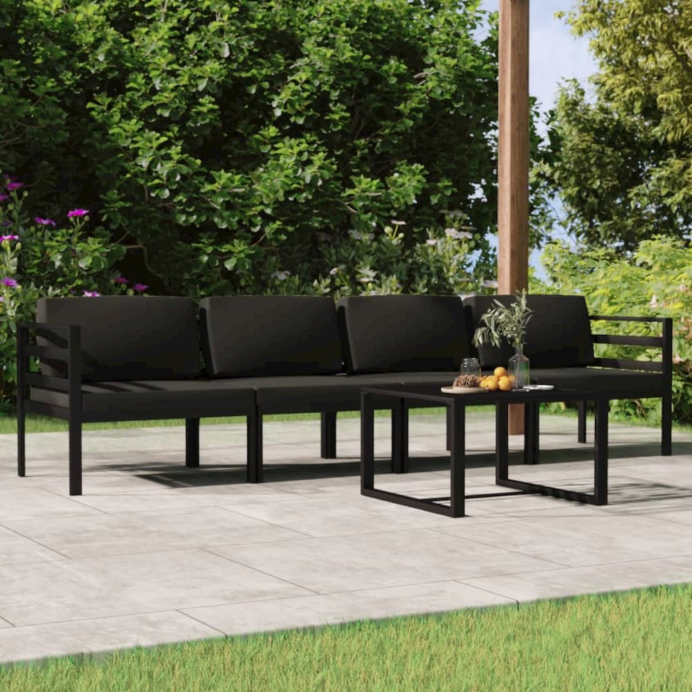 Garden Lounge Set Anthracite Aluminum Large Modular. Picture 1