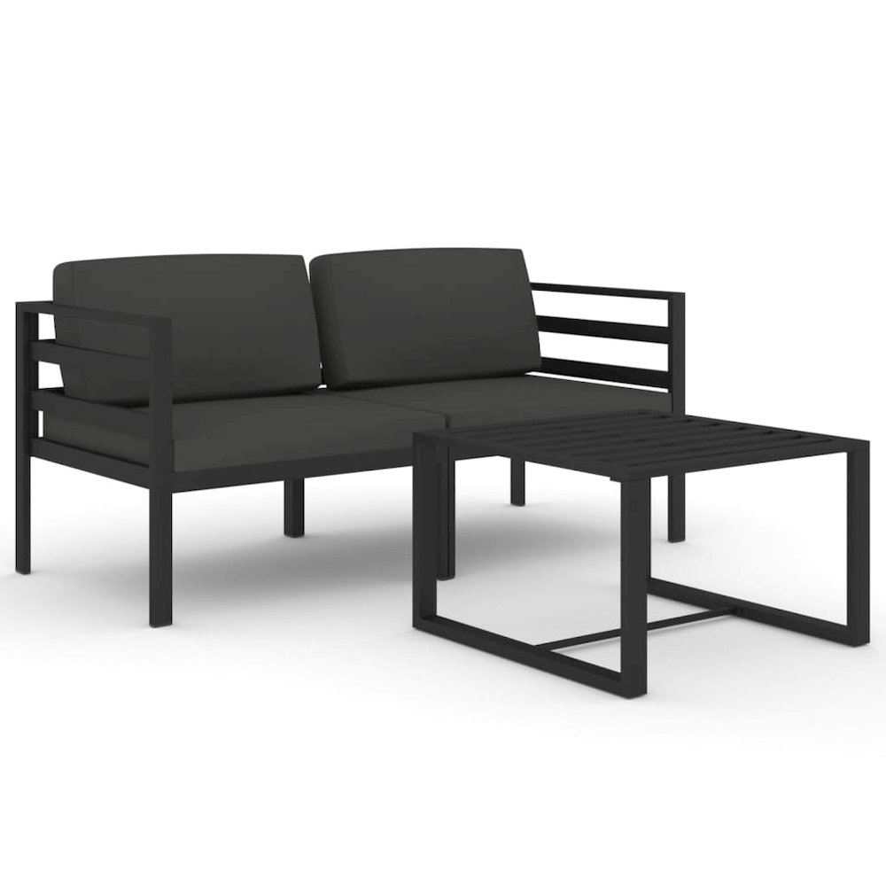 Garden Lounge Set Anthracite Aluminum, Polyester Medium Modular. Picture 2