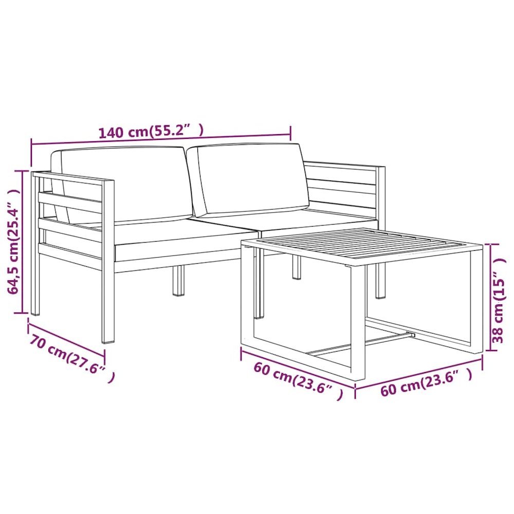 Garden Lounge Set Anthracite Aluminum, Polyester Medium Modular. Picture 7
