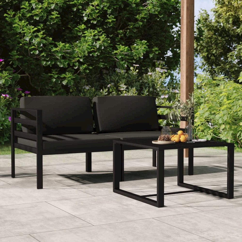 Garden Lounge Set Anthracite Aluminum, Polyester Medium Modular. Picture 1