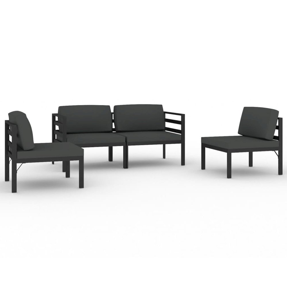 Garden Lounge Set Anthracite Aluminum, Polyester Standard Modular. Picture 2