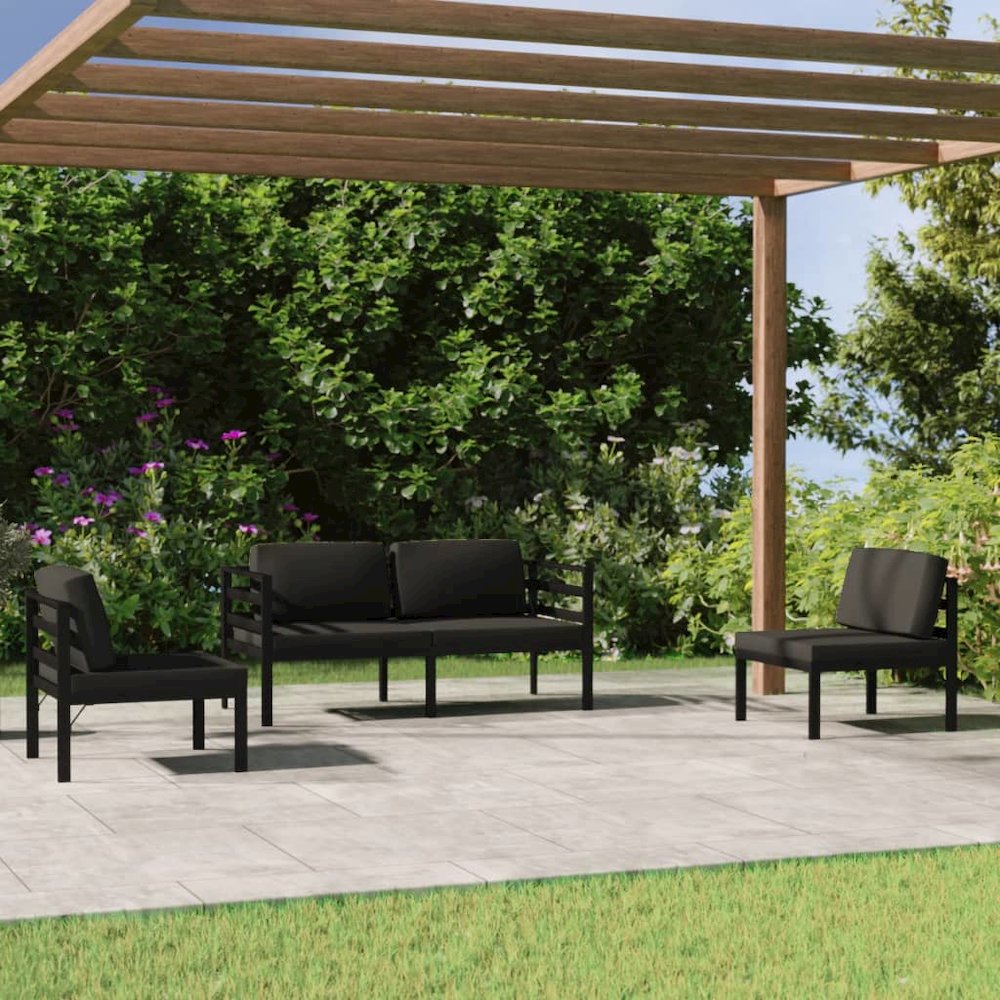 Garden Lounge Set Anthracite Aluminum, Polyester Standard Modular. Picture 1