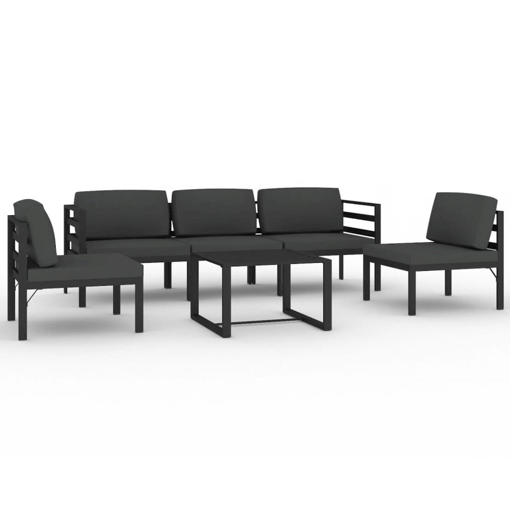 Garden Lounge Set Charcoal Aluminum, Polyester with foam filling. Picture 2