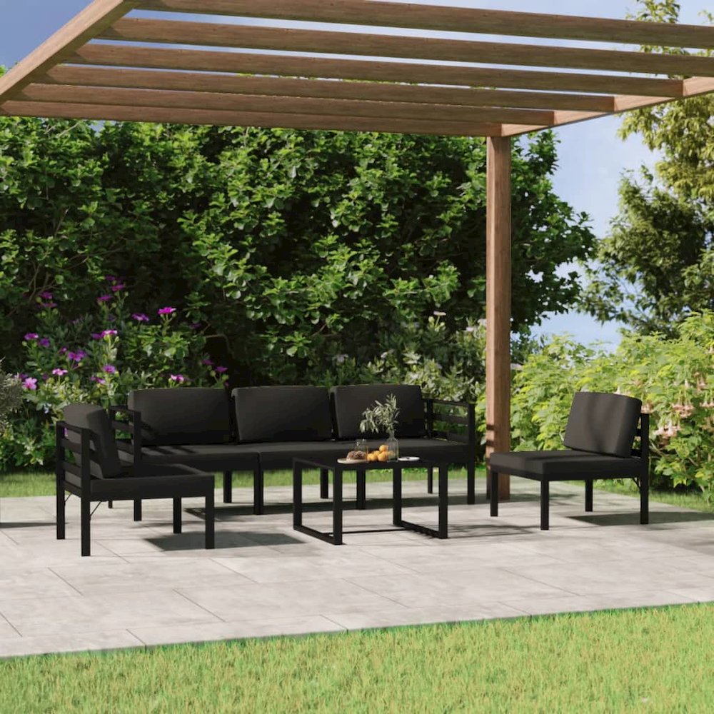 Garden Lounge Set Charcoal Aluminum, Polyester with foam filling. Picture 1