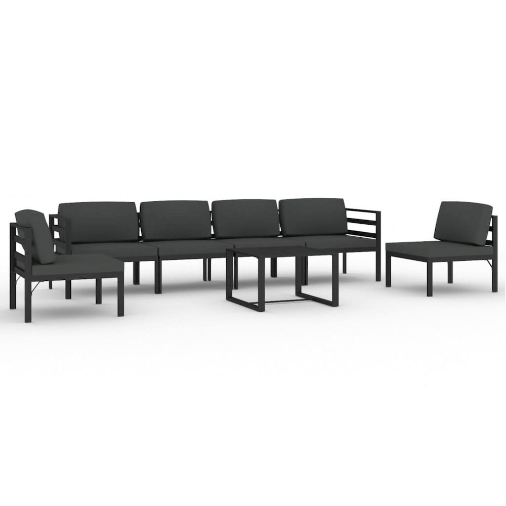 Garden Lounge Set Anthracite Aluminium, 100% Polyester Large. Picture 2