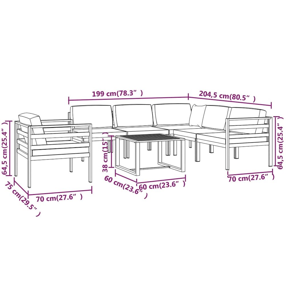 Patio Lounge Set Modular Garden Lounge Set Rectangular Modern. Picture 11