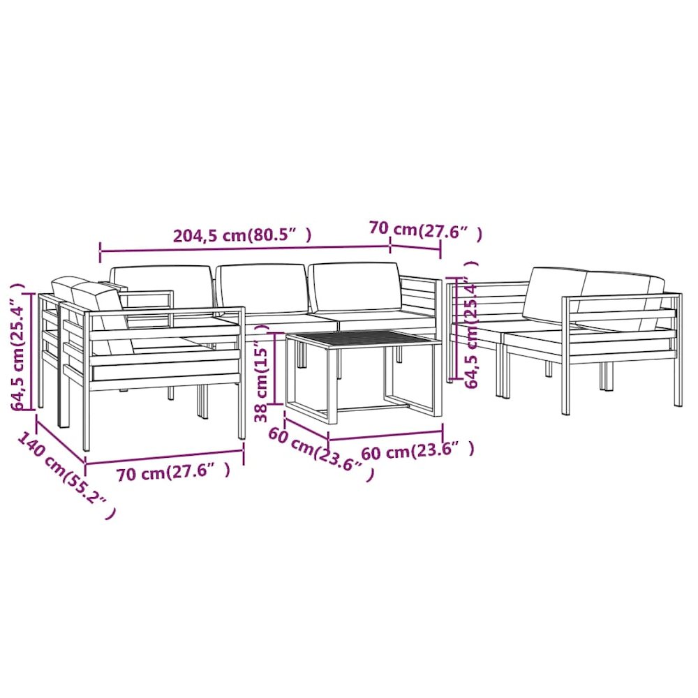 Garden Lounge Set Anthracite. Picture 9