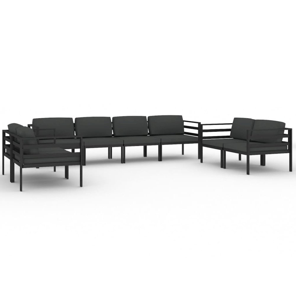 Garden Lounge Set Anthracite Aluminum and Polyester Large Modular. Picture 2
