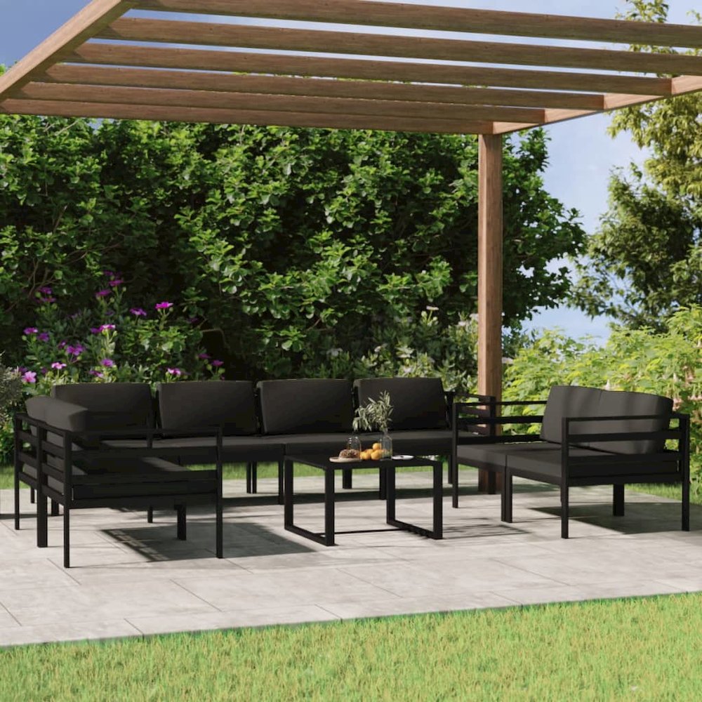 Garden Lounge Set Anthracite Aluminum Large Modular. Picture 1