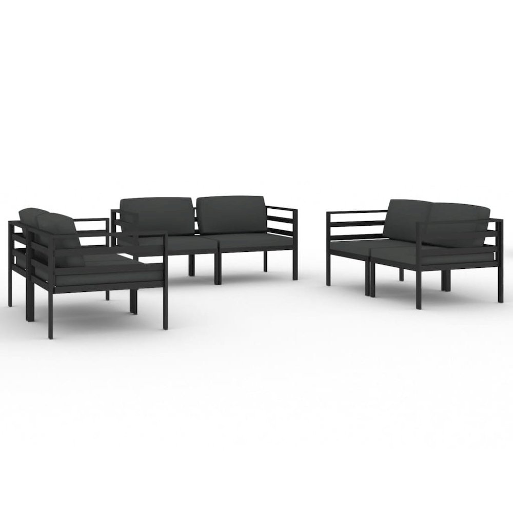 Garden Lounge Set Anthracite Aluminum, Polyester Large. Picture 2
